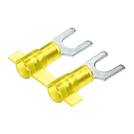 Panduit Ring Terminal, #8 Stud Size, 10 AWG, 600 V, Nylon Insulated, Yellow, Crimp Termination Only PNF10-8F-2K